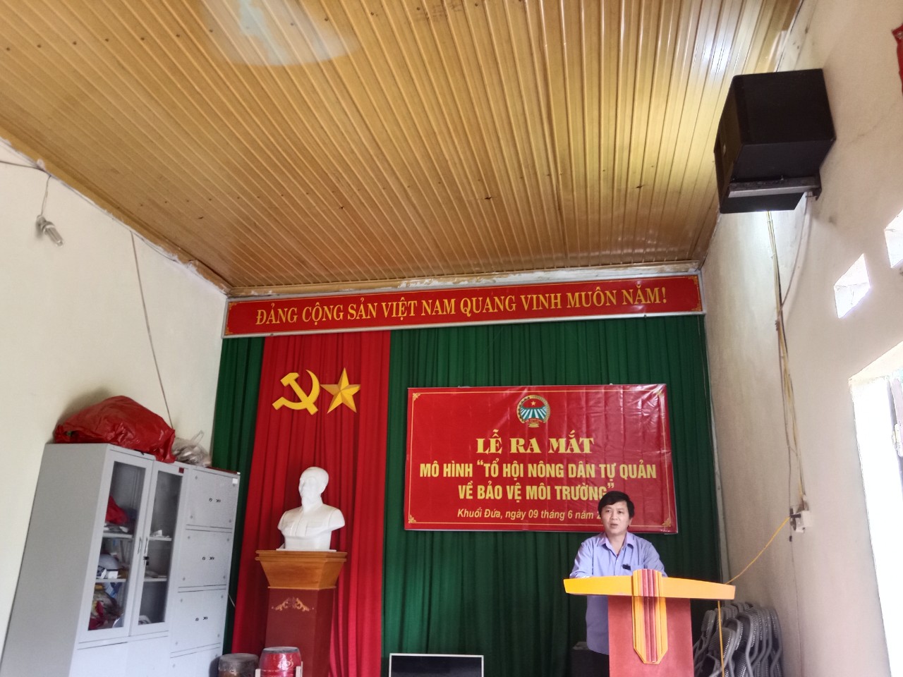 Đ/c Chu Văn Thượng, Chủ tịch Hội Nông dân xã phát biểu tại buổi Lễ ra mắt